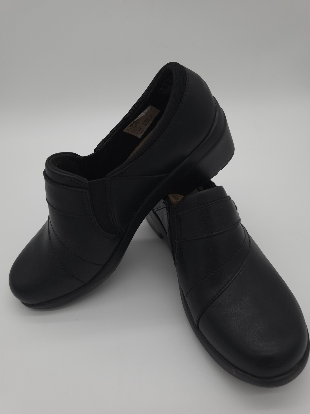 Clarks Angie Pearl Women's Black Leather Slip-On Comfort Shoes Size 8.5 W